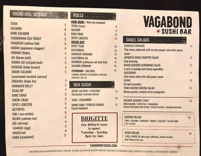 Vagabond - Miami, FL menu_pic