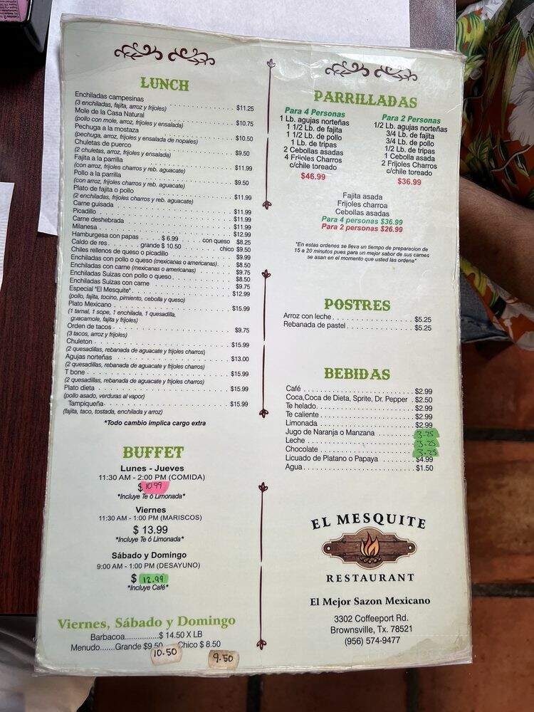 El Mesquete - Brownsville, TX menu_pic