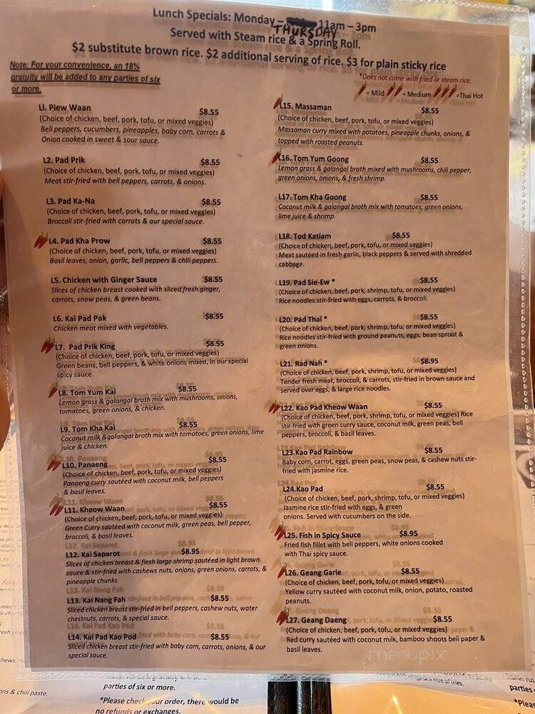 Sawasdee Authentic Thai + Sushi - Augusta, GA menu_pic