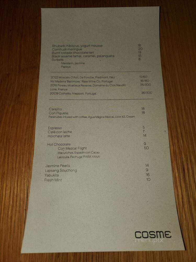 Cosme - New York, NY menu_pic