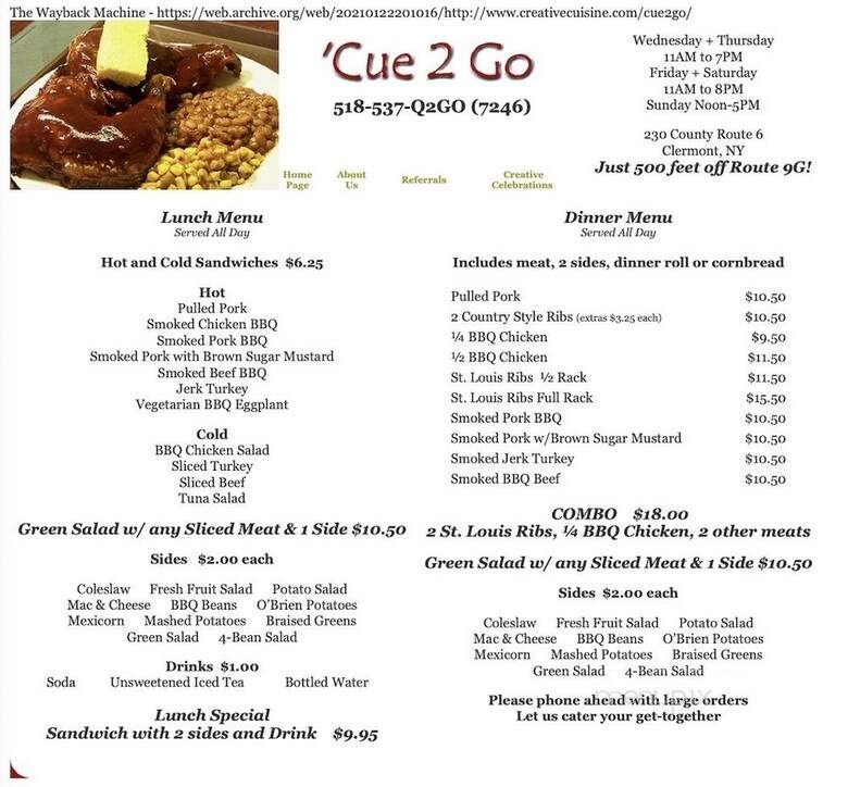 Cue 2 Go - Germantown, NY menu_pic