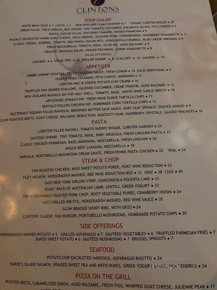 Clinton's Bar and Grille - Clinton, MA menu_pic