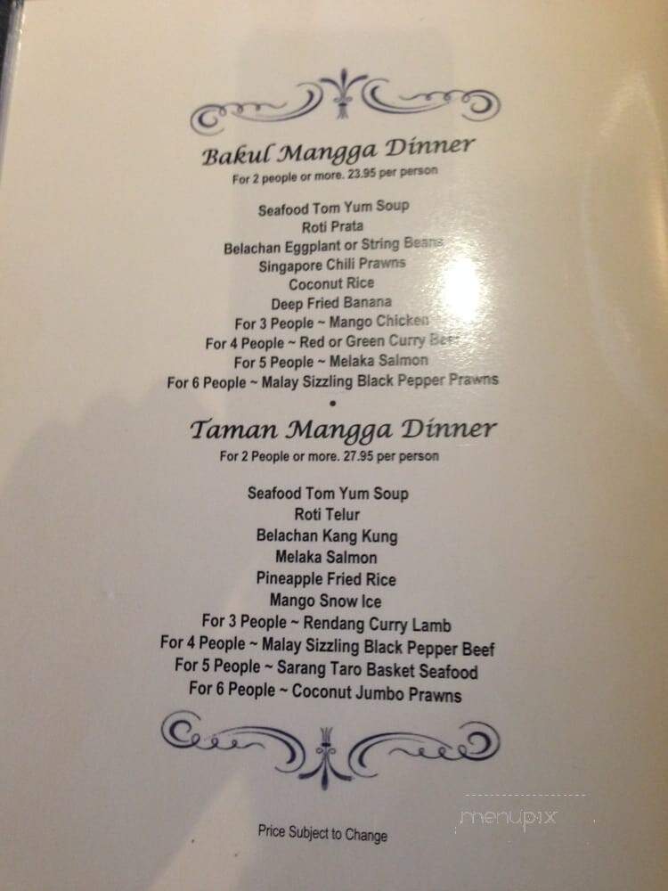 Mango Garden - Fremont, CA menu_pic