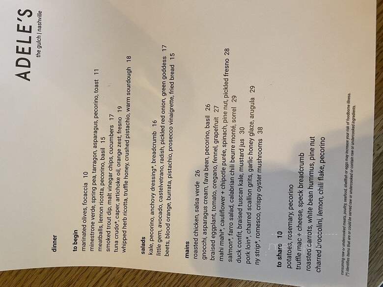 Adele's - Nashville, TN menu_pic