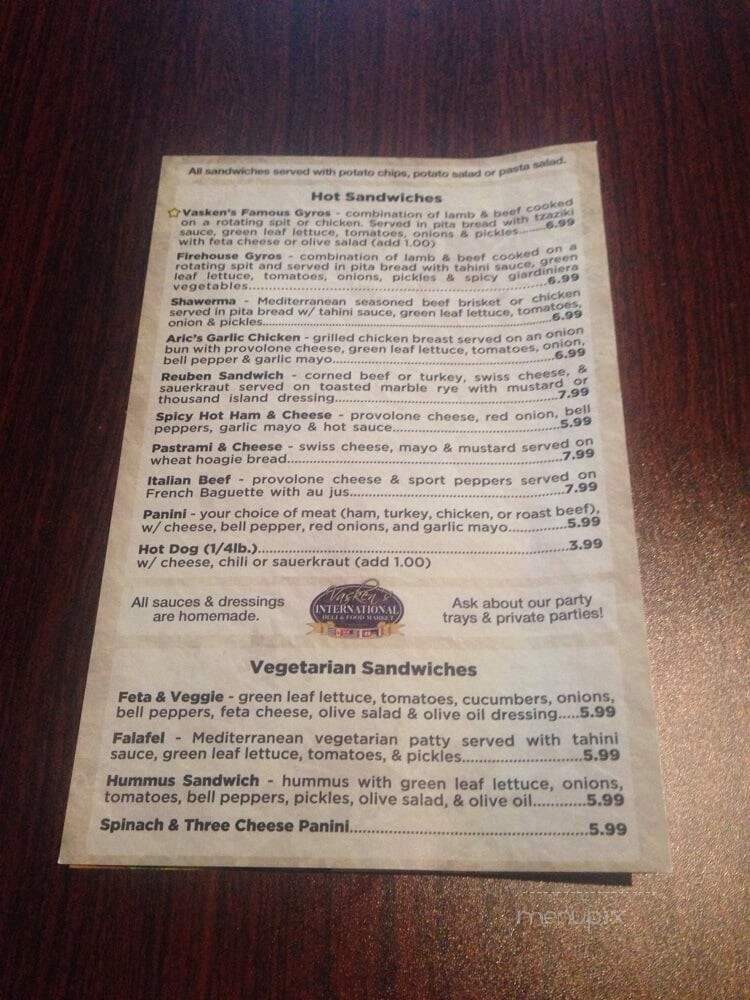 Vasken's International Deli - Springfield, MO menu_pic