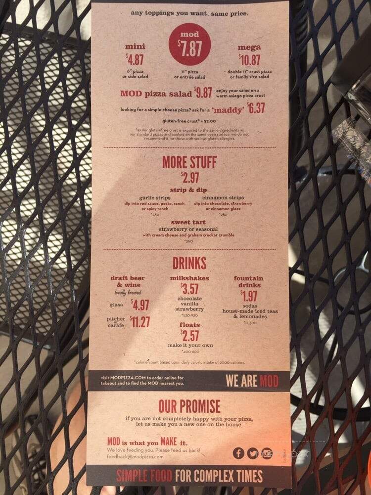 MOD Pizza - Laguna Hills, CA menu_pic