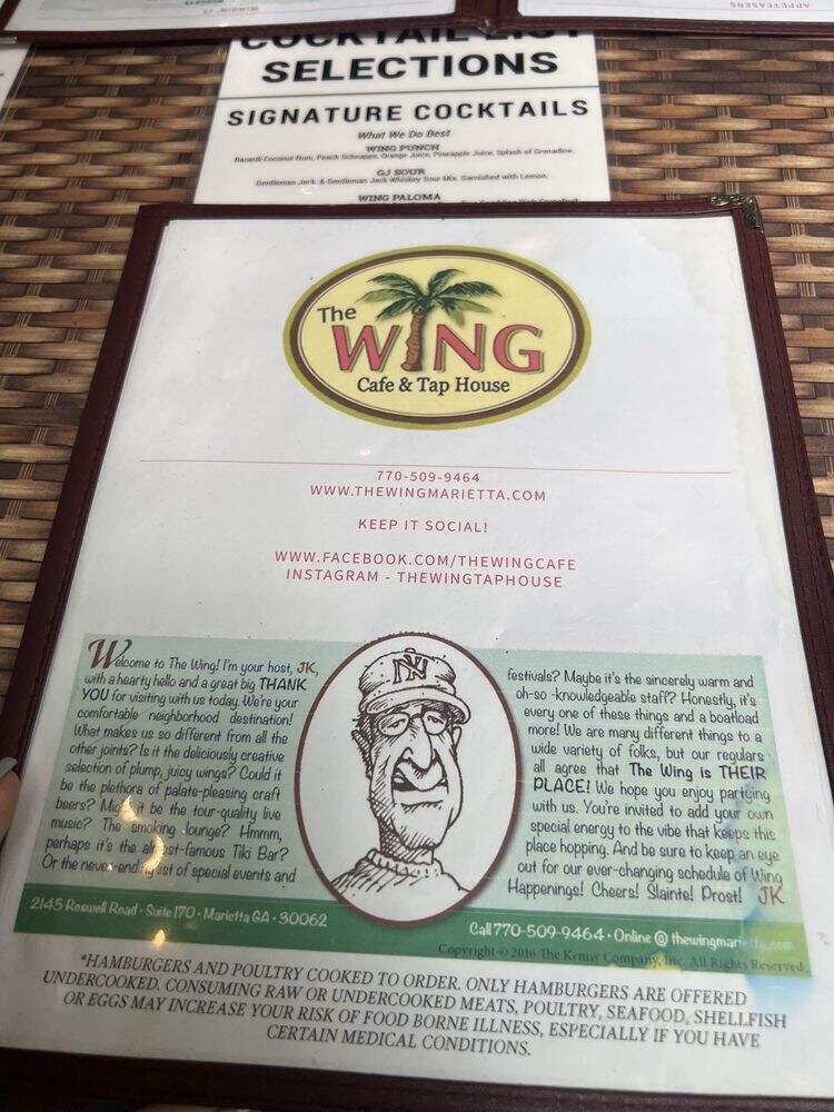 Wing Cafe and Tap House - Marietta, GA menu_pic