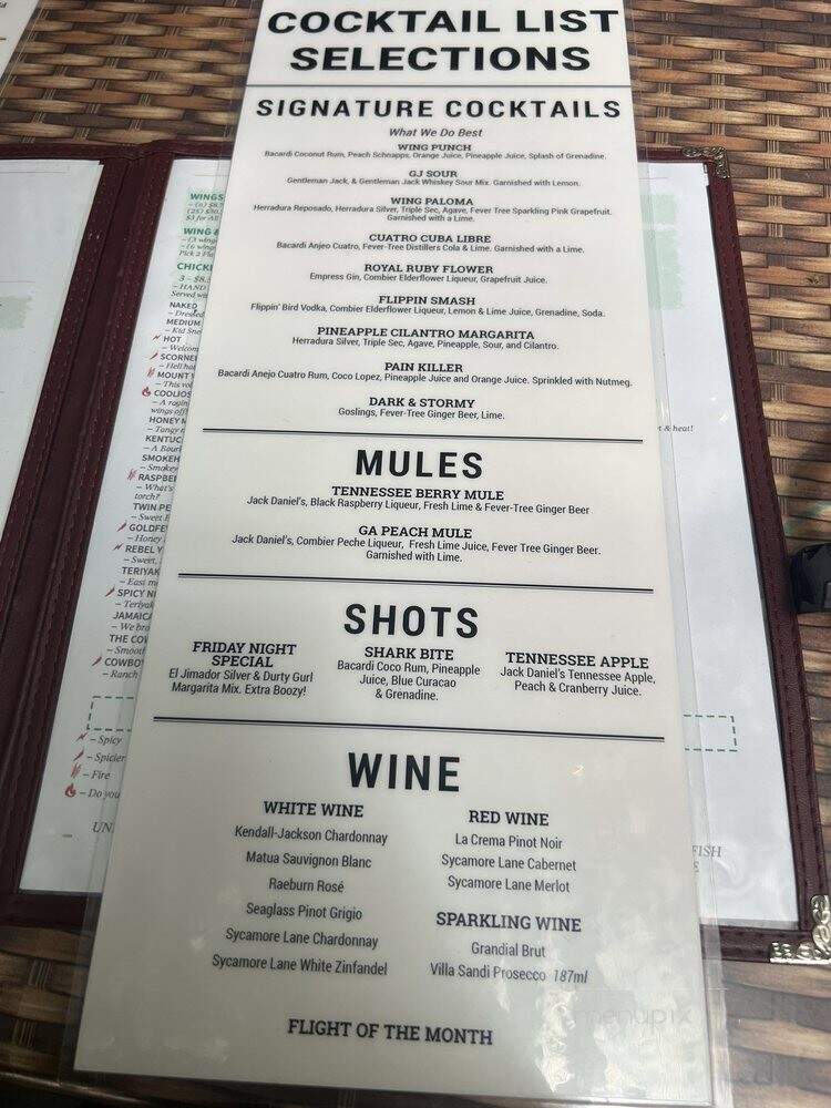 Wing Cafe and Tap House - Marietta, GA menu_pic