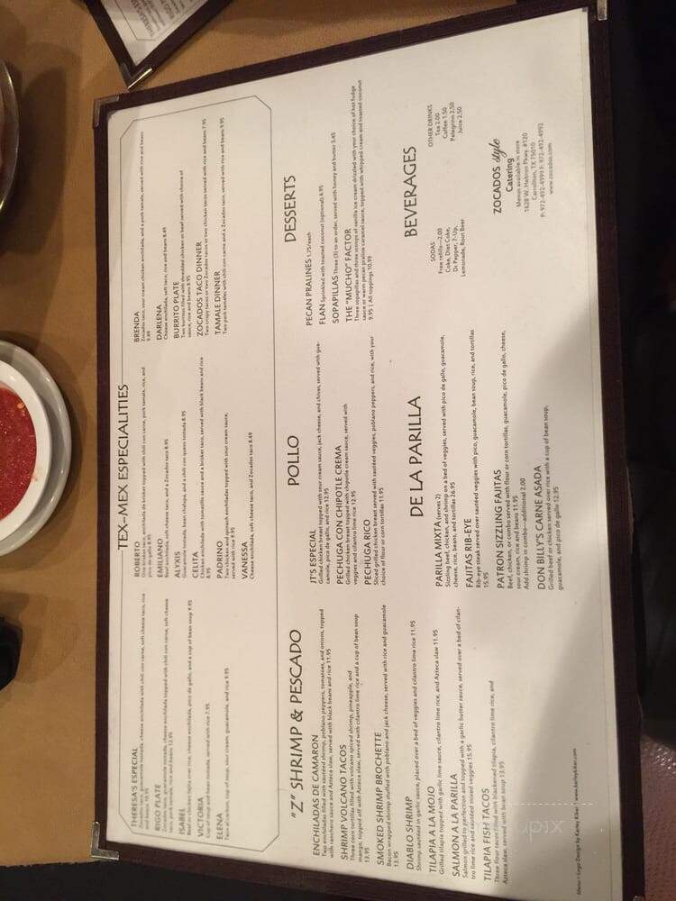 Zocados - Carrollton, TX menu_pic