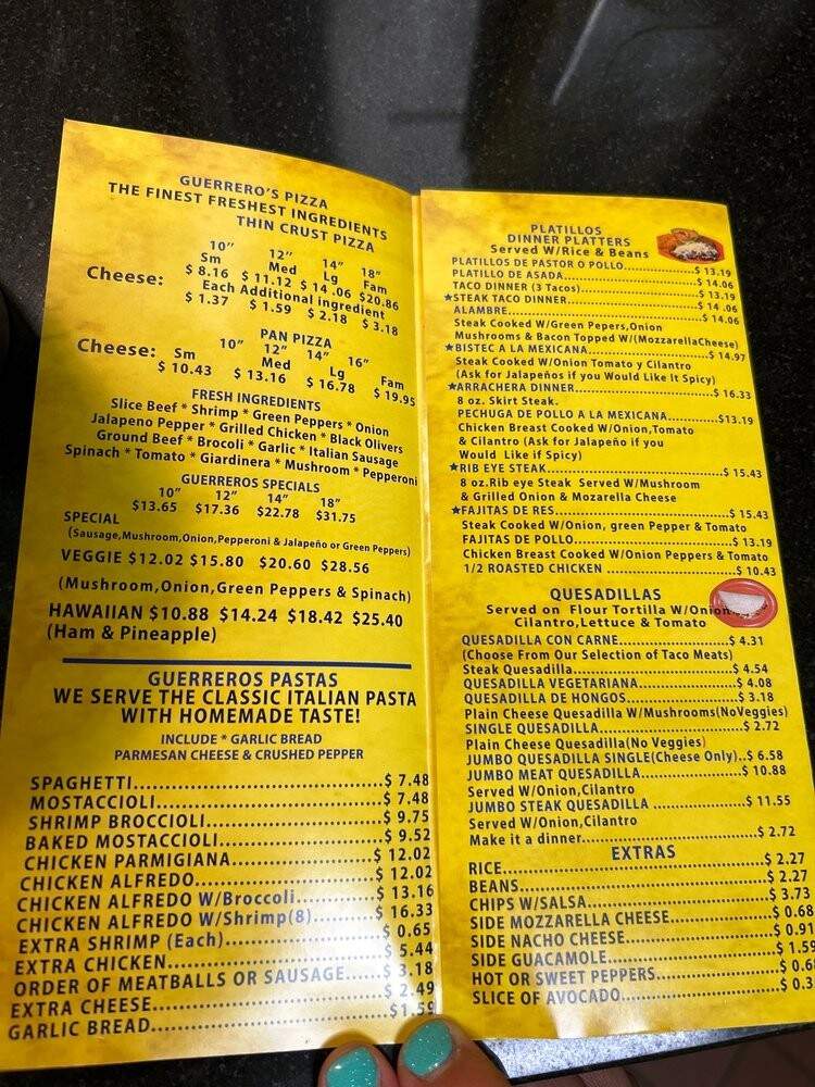 Guerrero's Tacos & Pizza - Chicago, IL menu_pic