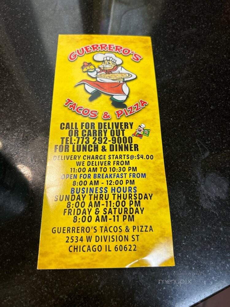 Guerrero's Tacos & Pizza - Chicago, IL menu_pic