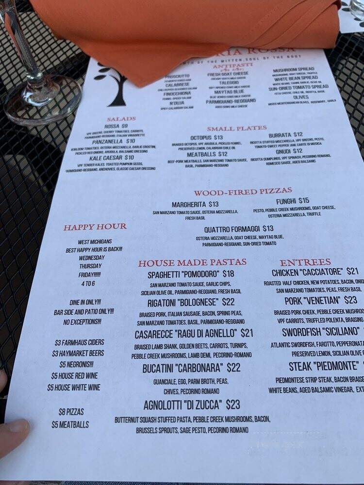 Osteria Rossa - Grand Rapids, MI menu_pic