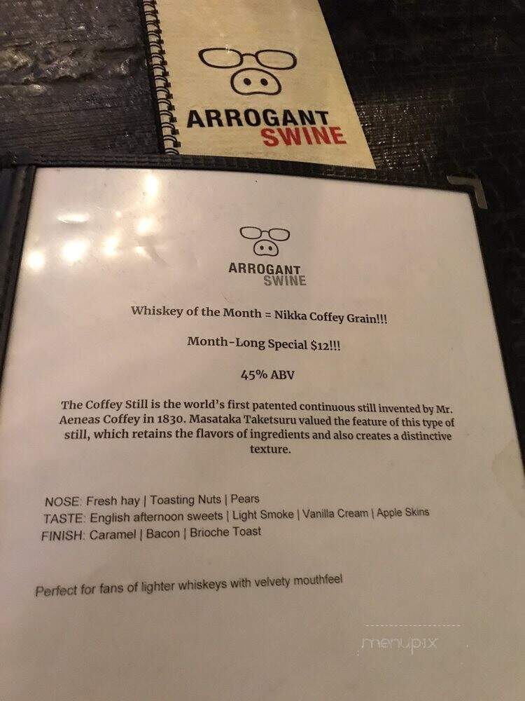 Arrogant Swine - Brooklyn, NY menu_pic
