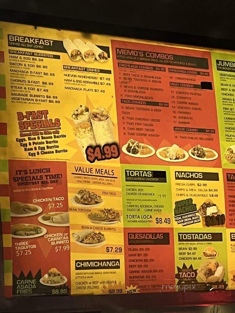 Memo's Mexican Food Restaurant - Tacoma, WA menu_pic