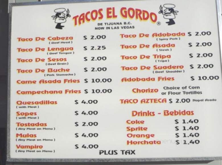 Tacos El Gordo - North Las Vegas, NV menu_pic