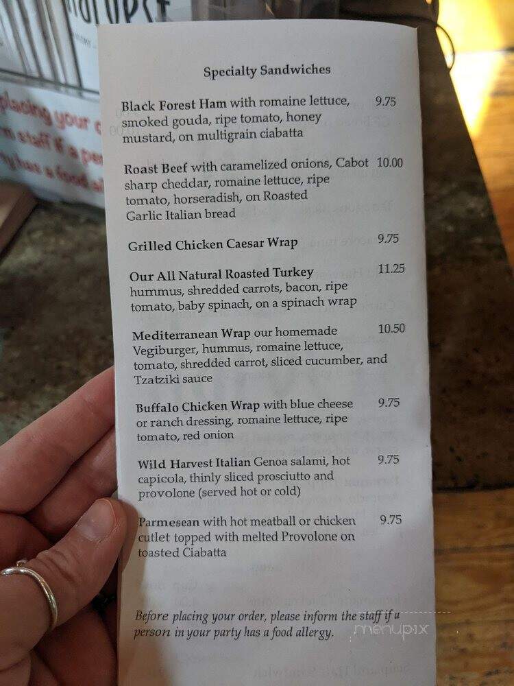 Wil Harvest - East Greenwich, RI menu_pic