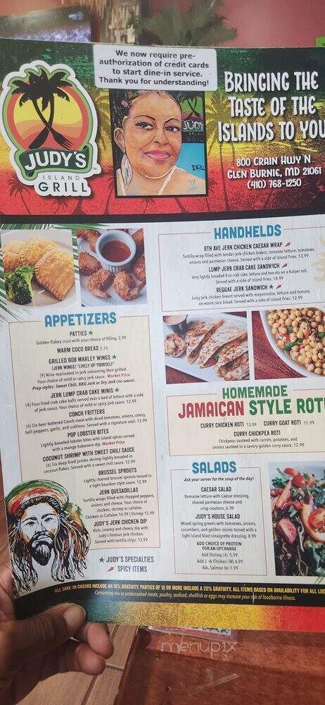 Judy's Island Grill - Glen Burnie, MD menu_pic