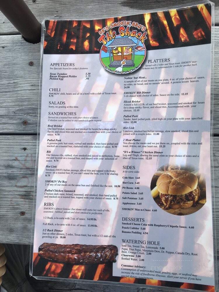 Smokin' BBQ - Lucinda, PA menu_pic