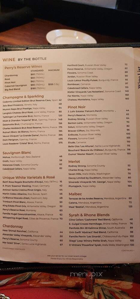 Perry's Steakhouse & Grille - Frisco, TX menu_pic