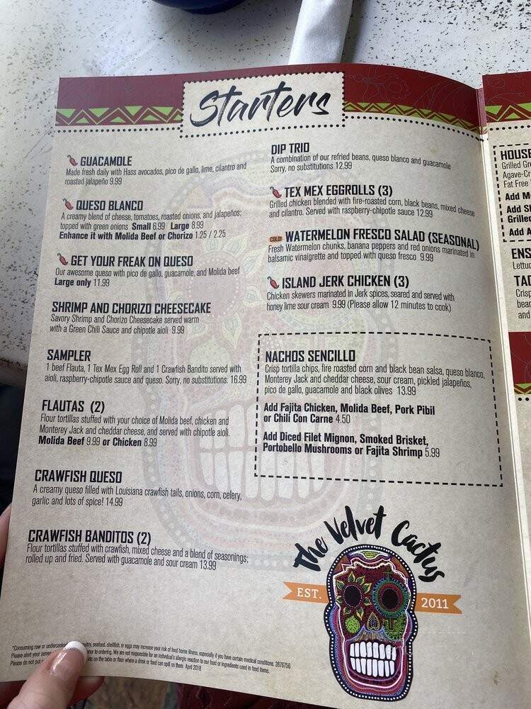 Velvet Cactus - Baton Rouge, LA menu_pic