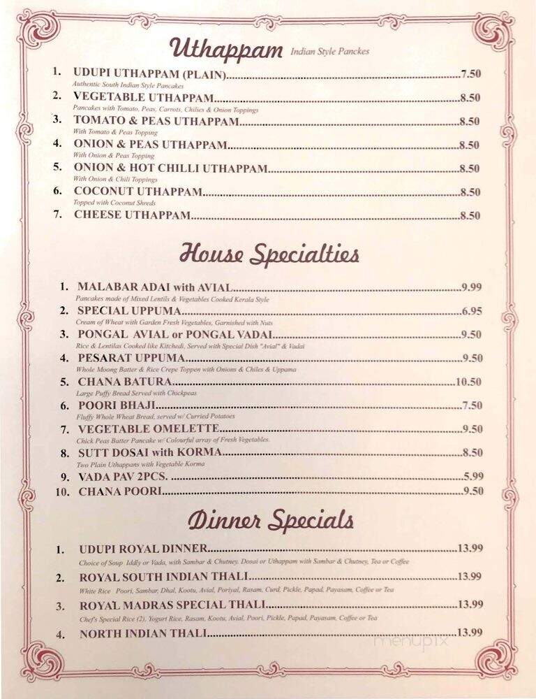 Udupi Cafe - Cincinnati, OH menu_pic
