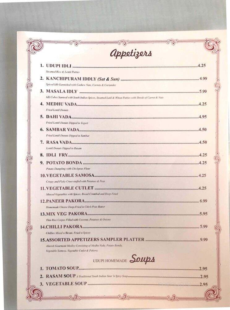 Udupi Cafe - Cincinnati, OH menu_pic