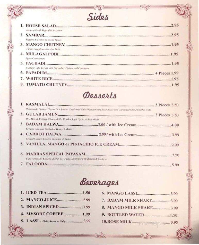 Udupi Cafe - Cincinnati, OH menu_pic