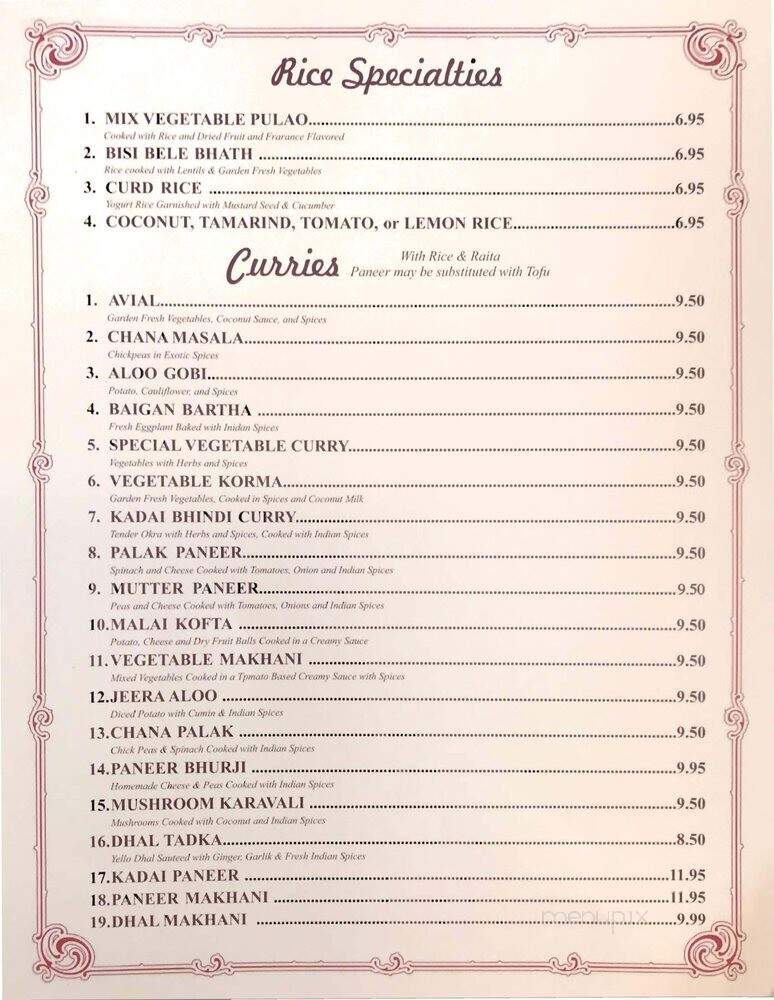 Udupi Cafe - Cincinnati, OH menu_pic