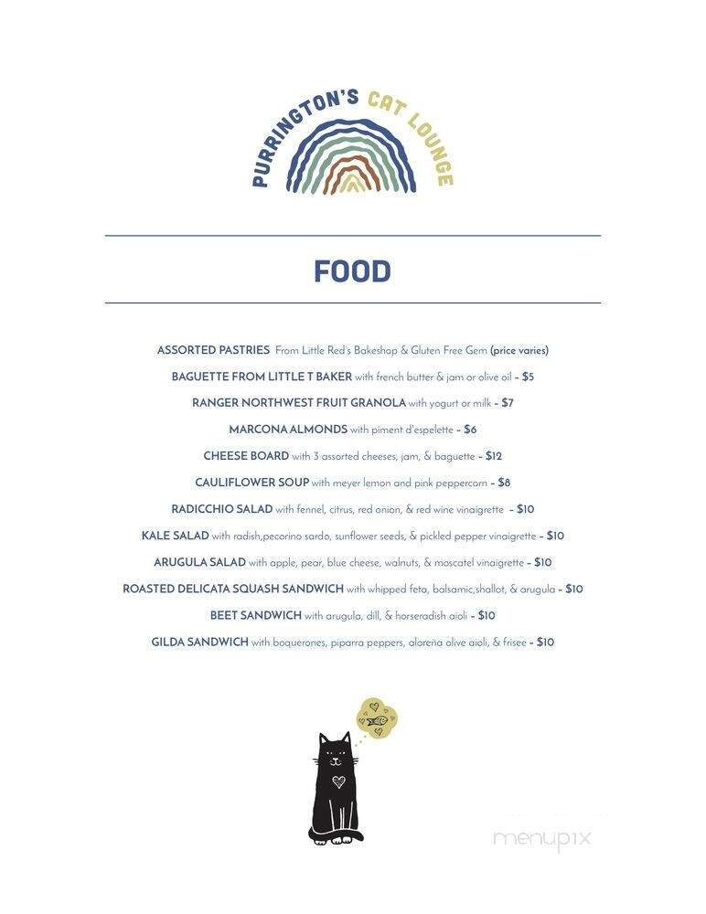 Purringtons Cat Lounge - Portland, OR menu_pic