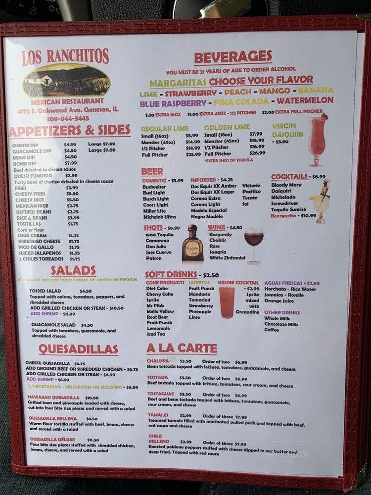 Los Ranchitos - Geneseo, IL menu_pic