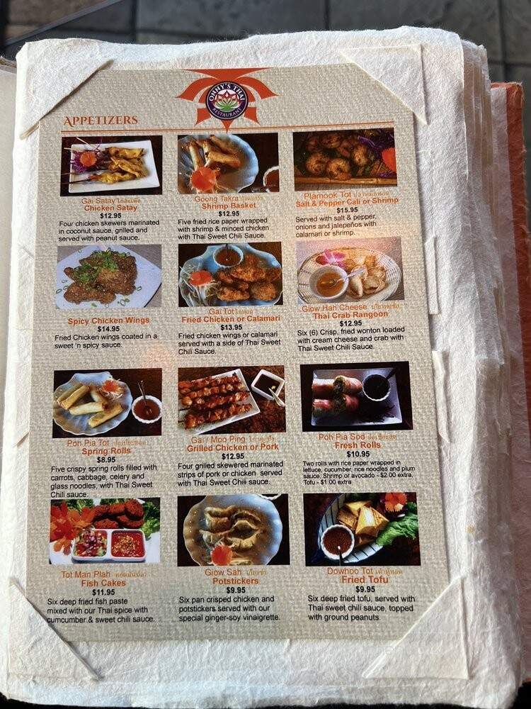 Onny's Thai - San Marcos, CA menu_pic