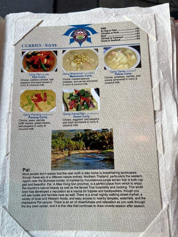 Onny's Thai - San Marcos, CA menu_pic