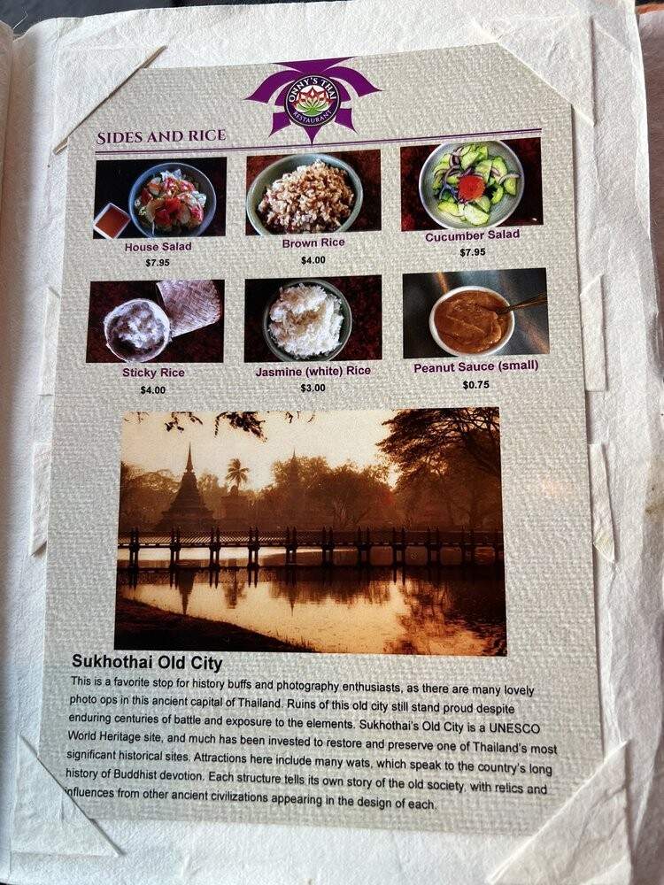 Onny's Thai - San Marcos, CA menu_pic