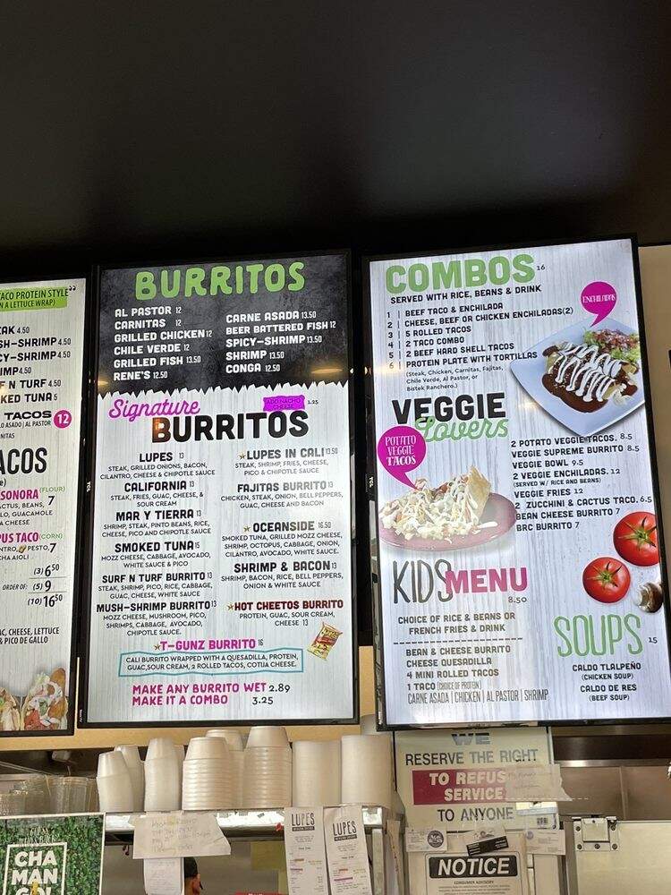 Lupe's Taco Shop - San Diego, CA menu_pic