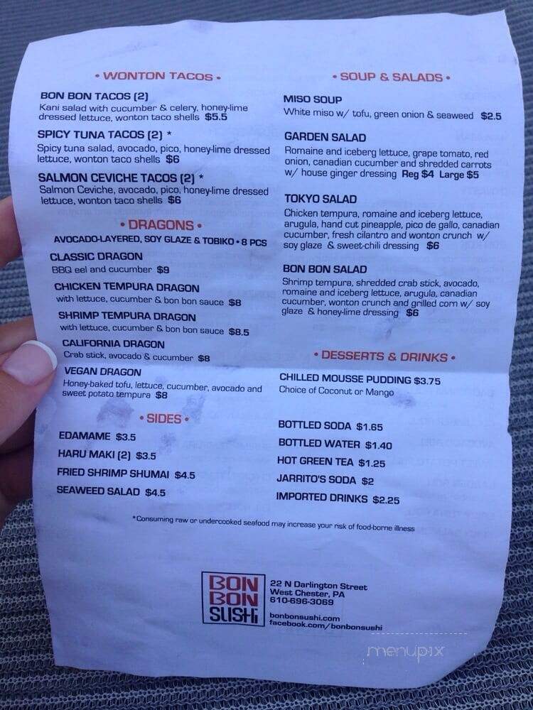 Bon Bon Sushi - West Chester, PA menu_pic