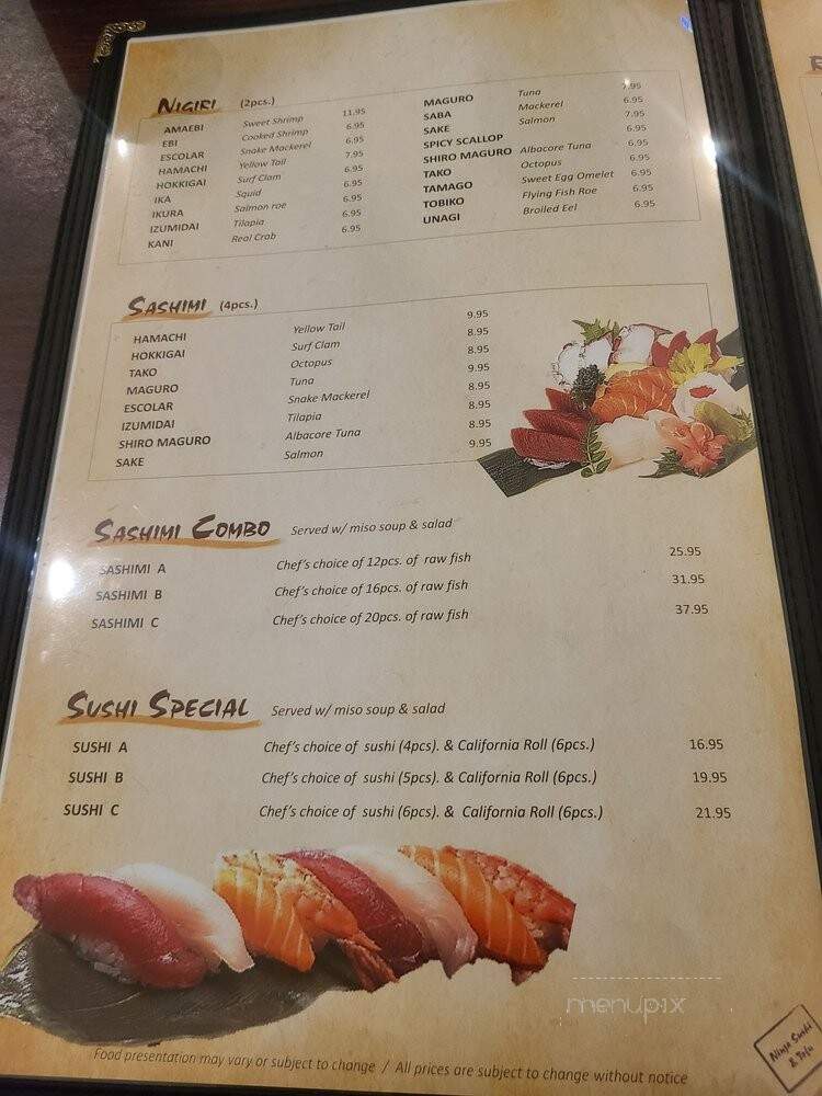Ninja Sushi & Tofu - San Bruno, CA menu_pic