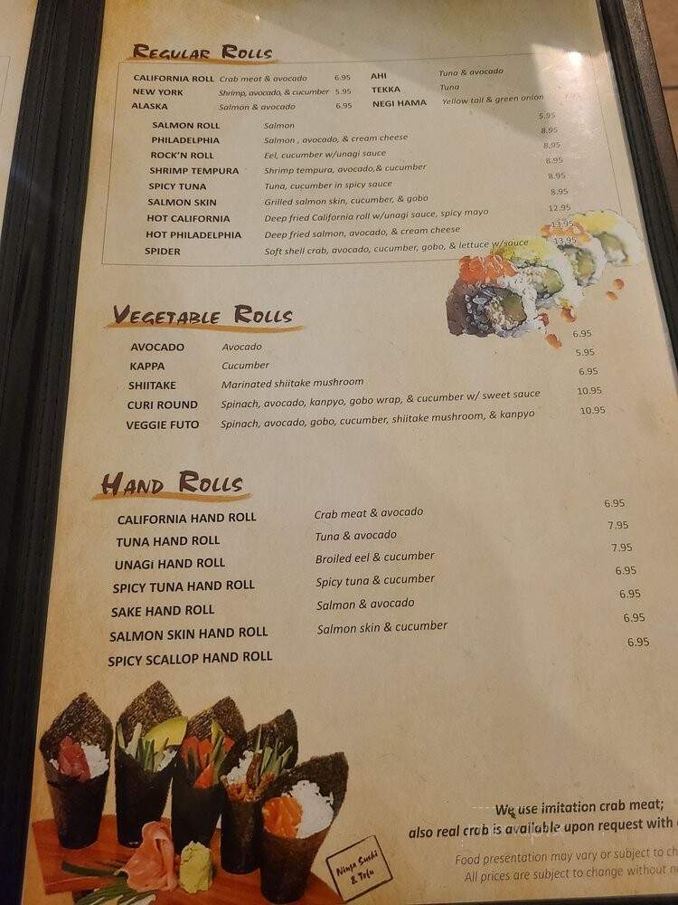 Ninja Sushi & Tofu - San Bruno, CA menu_pic