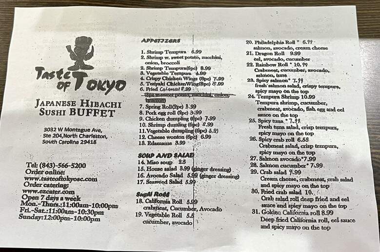 Taste of Tokyo - North Charleston, SC menu_pic