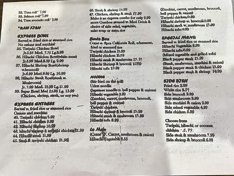 Taste of Tokyo - North Charleston, SC menu_pic