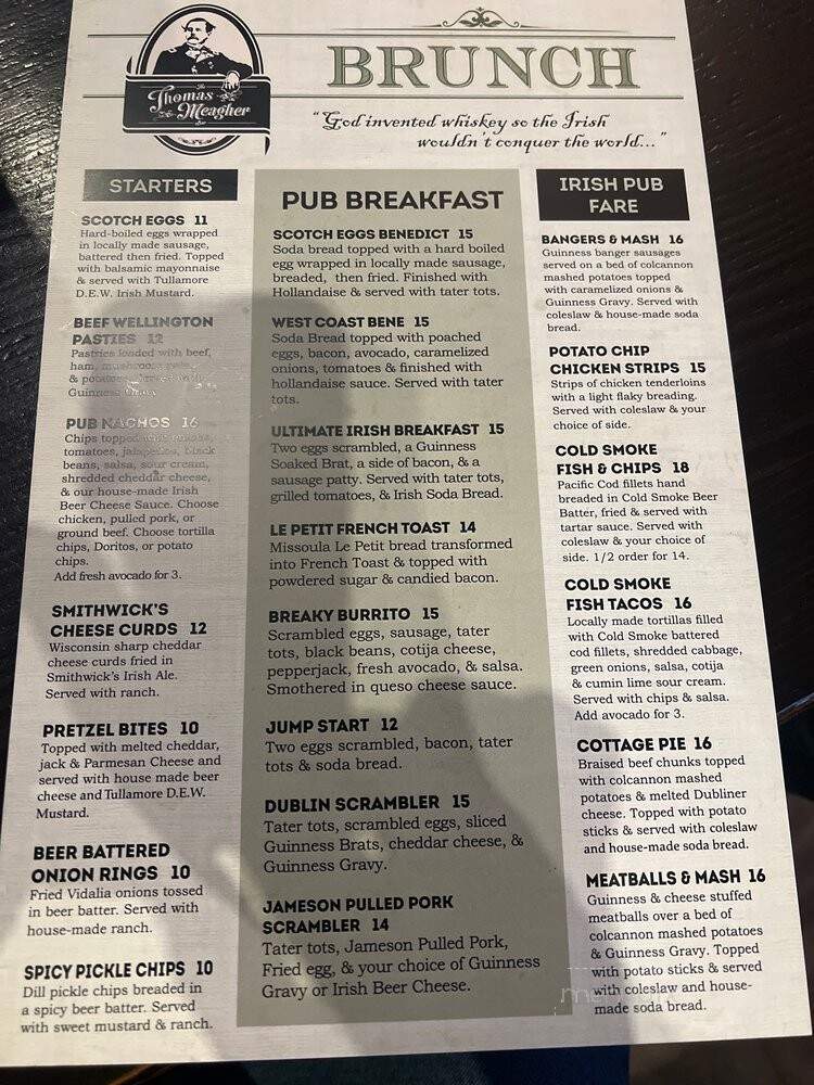 Thomas Meagher Irish Pub - Missoula, MT menu_pic