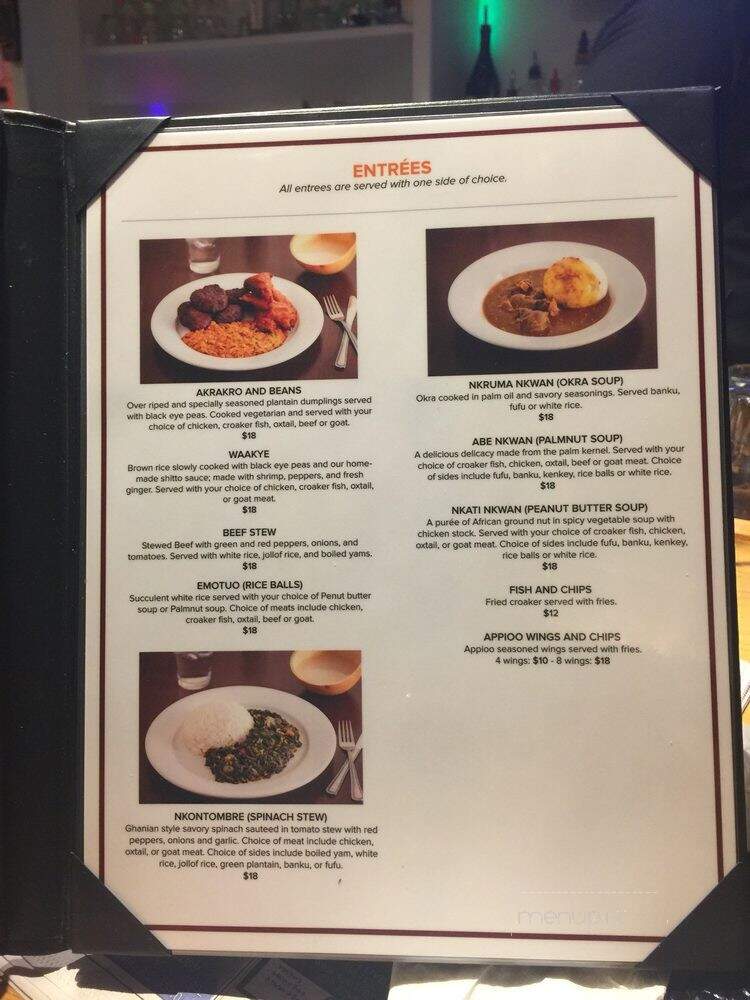 Appioo African Bar & Grill - Washington, DC menu_pic