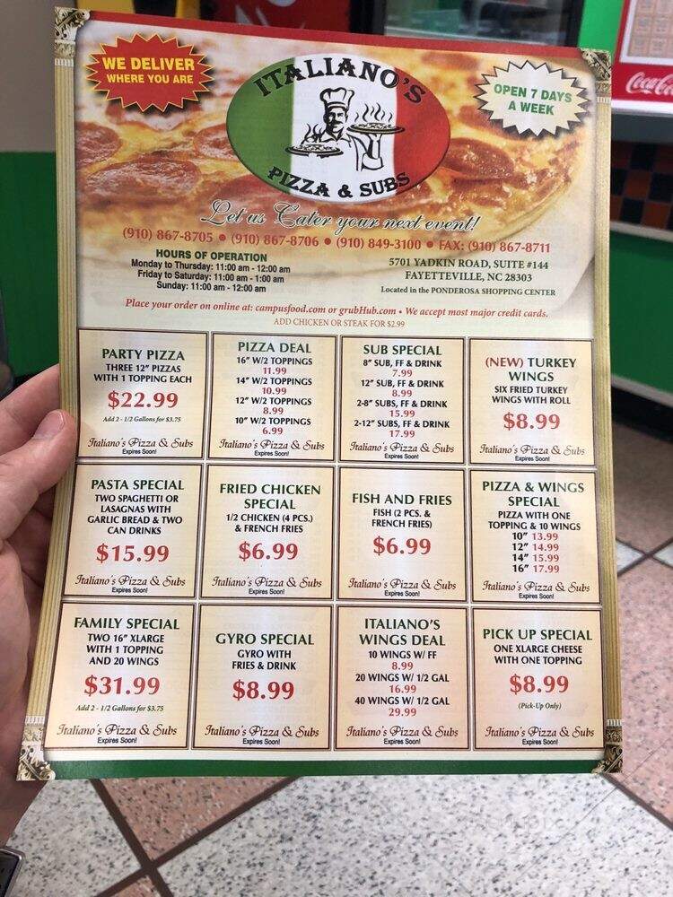 Italiano's Pizza & Subs - Fayetteville, NC menu_pic
