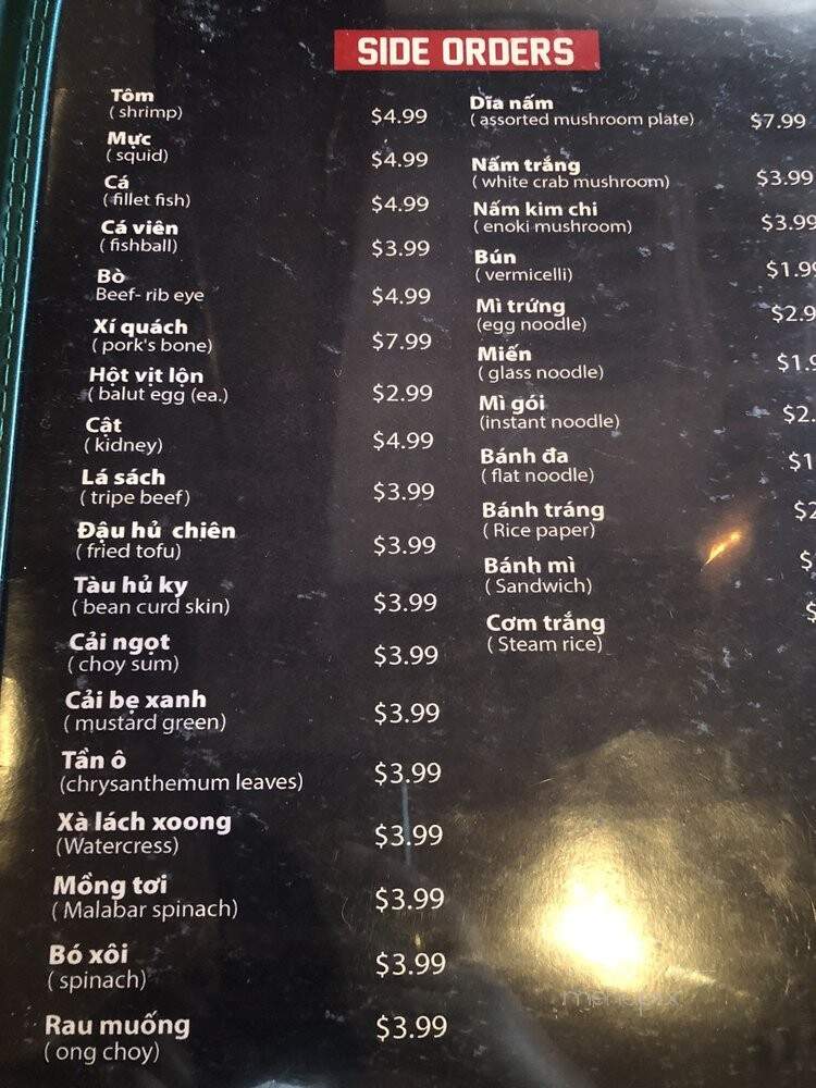 One Hot Pot & Grill - Houston, TX menu_pic