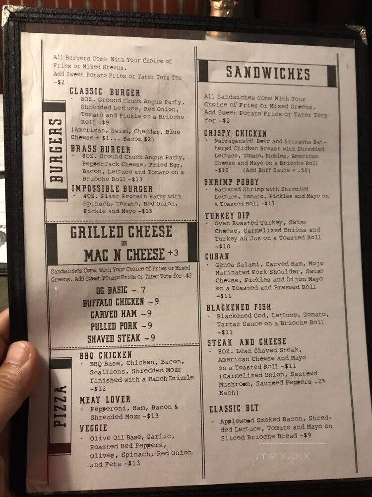 Brass Monkey - Providence, RI menu_pic