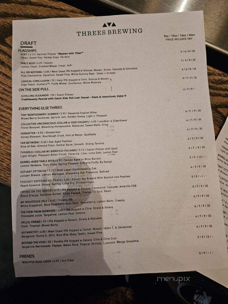 Threes Brewing - Brooklyn, NY menu_pic