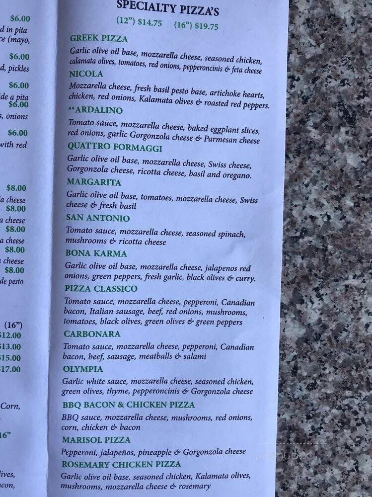 Bona Pizza - Dallas, TX menu_pic