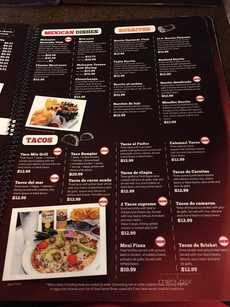 Hacienda Vieja - Woodstock, GA menu_pic