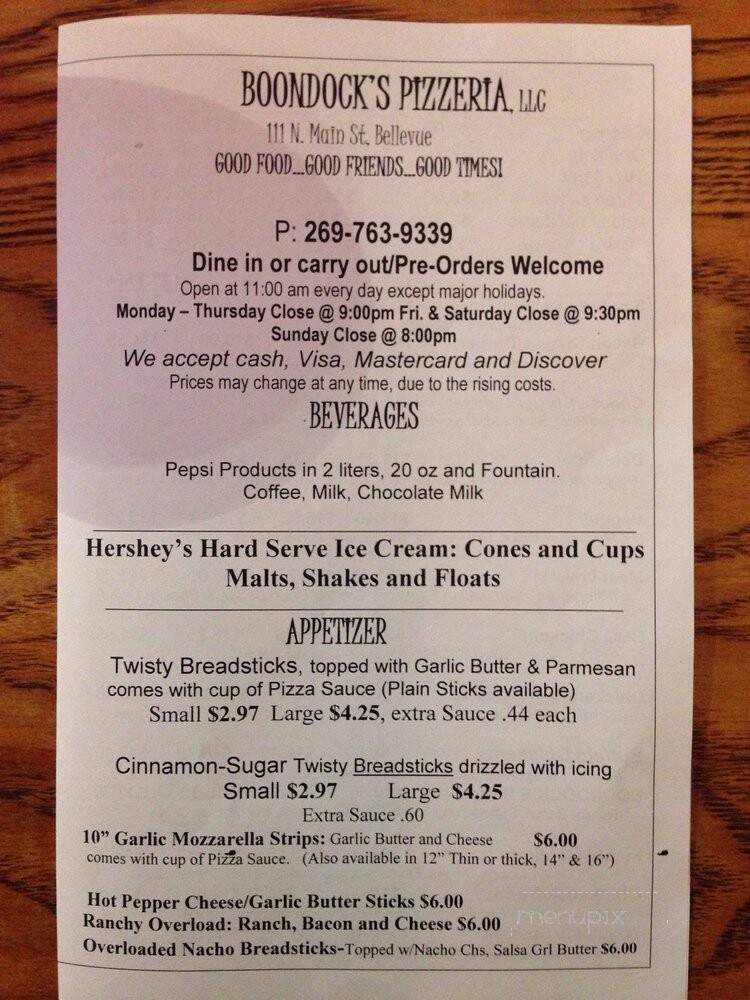 Boondock's Pizzeria - Bellevue, MI menu_pic