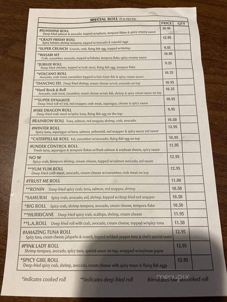 Ninja Sushi - Smyrna, TN menu_pic