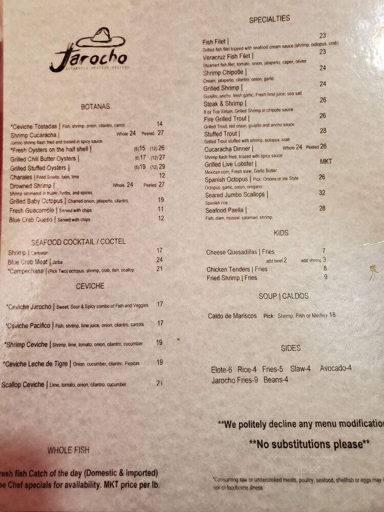 Jarocho Pescados Y Mariscos - Kansas City, KS menu_pic